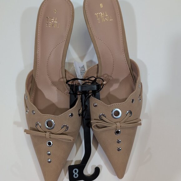 New W Tags Time & Tru Women's Studded Kitten Heel Mules Size 8 - Picture 2 of 6
